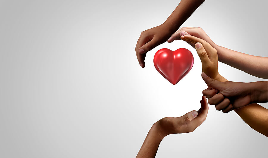 Hands around a heart